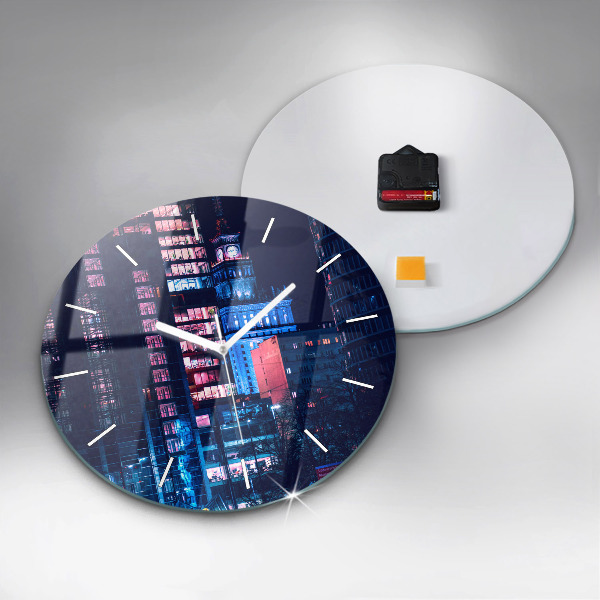 Orologio rotondo in vetro Varsavia di notte