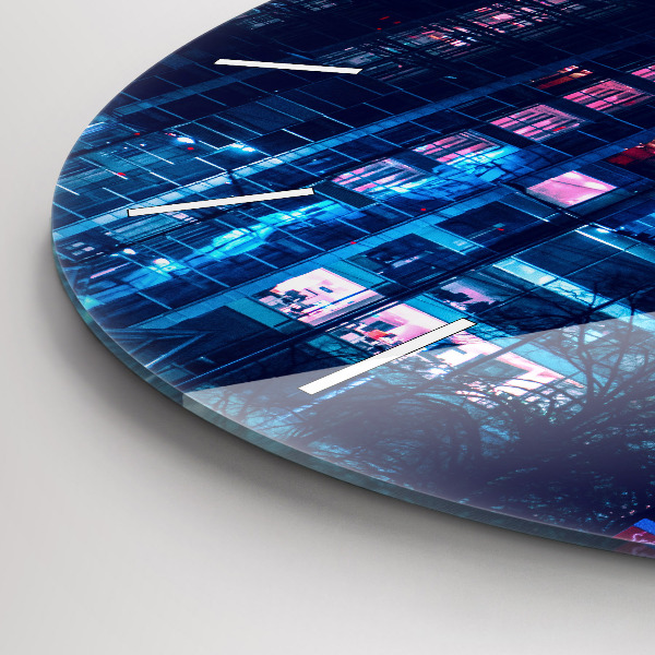 Orologio rotondo in vetro Varsavia di notte