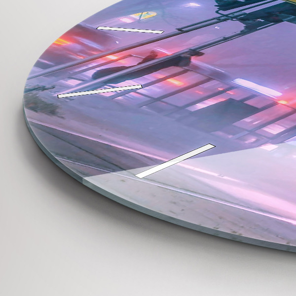 Orologio rotondo Varsavia nella nebbia