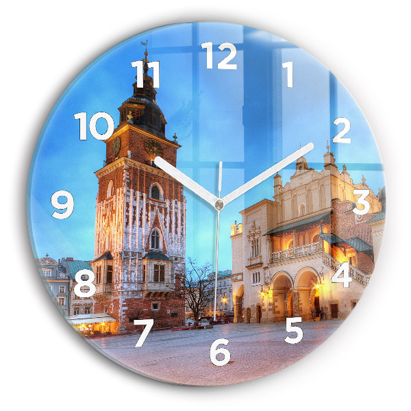 Orologio rotondo Piazza del Mercato Principale di Cracovia