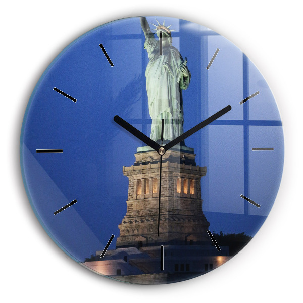 Orologio rotondo in vetro Statua della Libertà New York