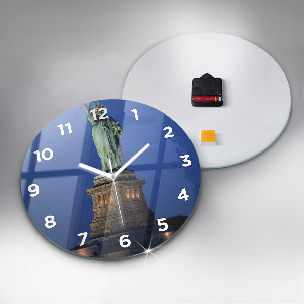 Orologio rotondo in vetro Statua della Libertà New York