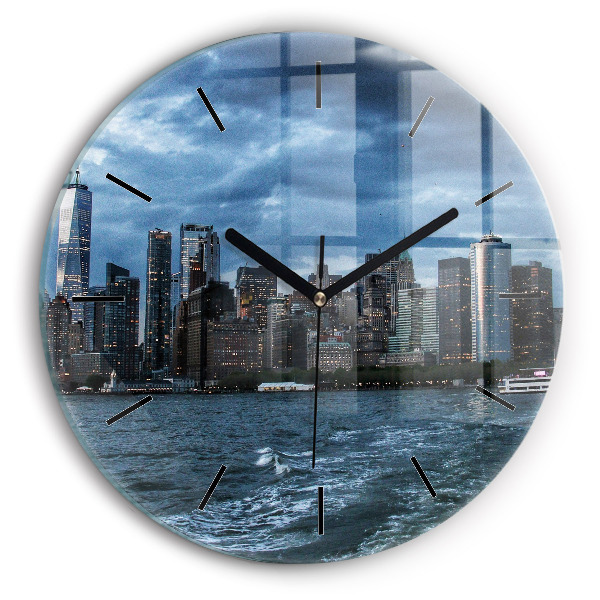 Orologio rotondo in vetro Panorama di New York