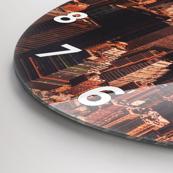 Orologio rotondo in vetro Panorama della città ovest