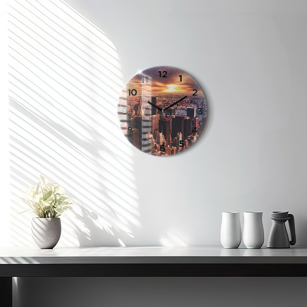 Orologio rotondo in vetro Panorama della città ovest