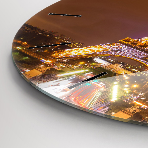 Orologio rotondo in vetro Torre Eiffel illuminata