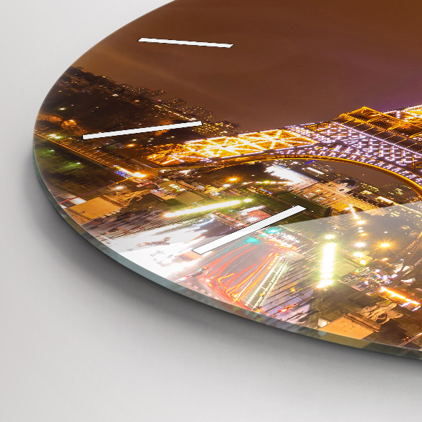 Orologio rotondo in vetro Torre Eiffel illuminata