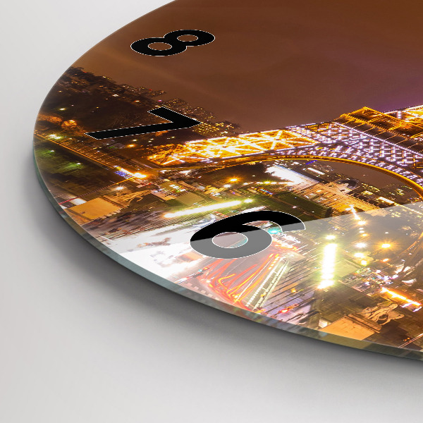 Orologio rotondo in vetro Torre Eiffel illuminata