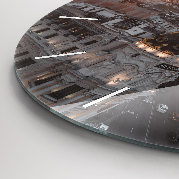 Orologio rotondo in vetro Città al tramonto