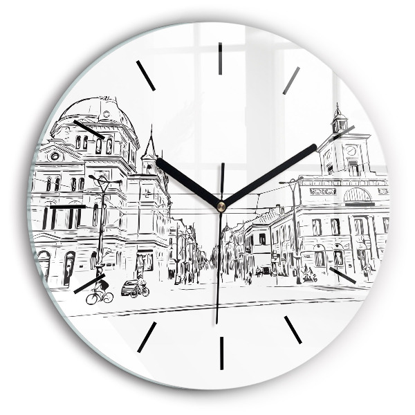 Orologio rotondo in vetro Illustrazione della città di Poznań