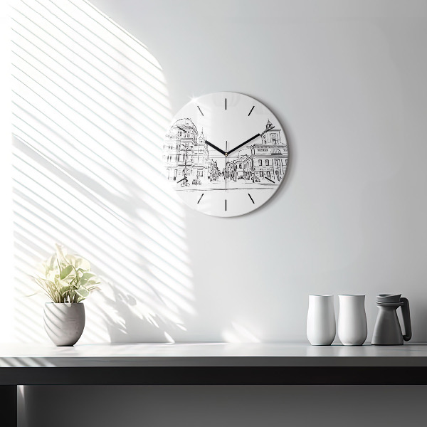 Orologio rotondo in vetro Illustrazione della città di Poznań