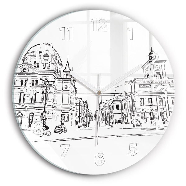 Orologio rotondo in vetro Illustrazione della città di Poznań