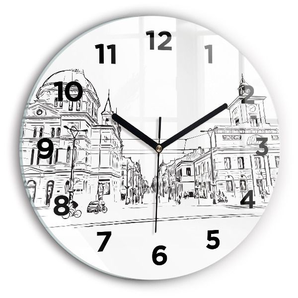 Orologio rotondo in vetro Illustrazione della città di Poznań