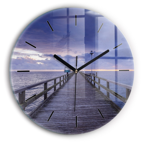Orologio rotondo in vetro Molo sul Mar Baltico