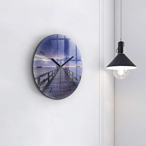 Orologio rotondo in vetro Molo sul Mar Baltico