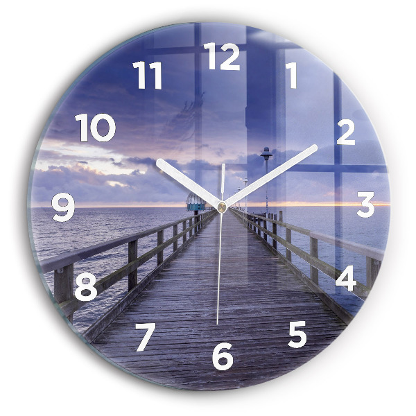 Orologio rotondo in vetro Molo sul Mar Baltico