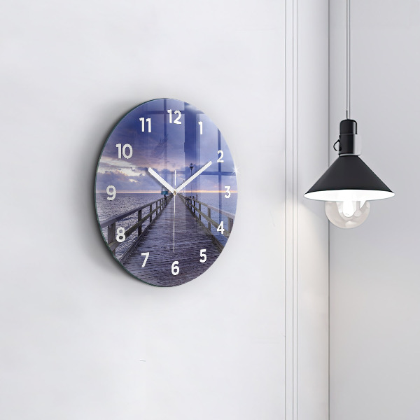 Orologio rotondo in vetro Molo sul Mar Baltico