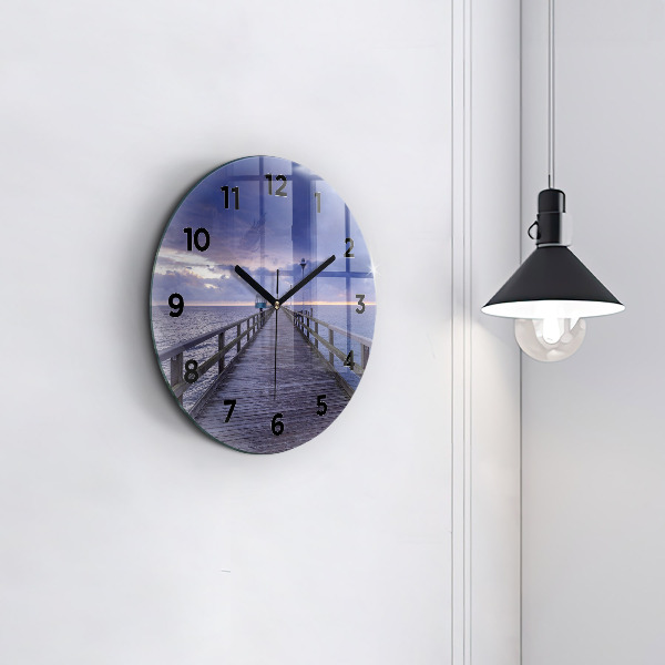 Orologio rotondo in vetro Molo sul Mar Baltico