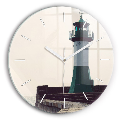 Orologio rotondo in vetro Il faro e il mare