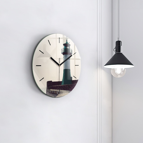 Orologio rotondo in vetro Il faro e il mare