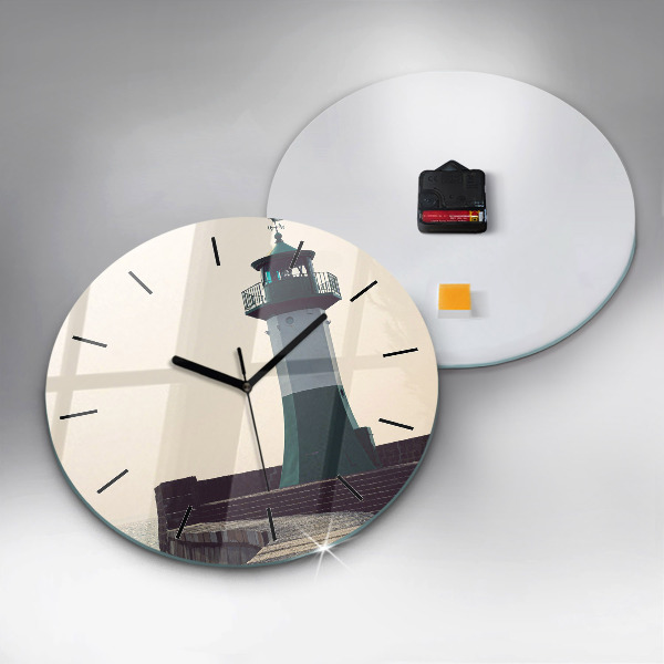 Orologio rotondo in vetro Il faro e il mare