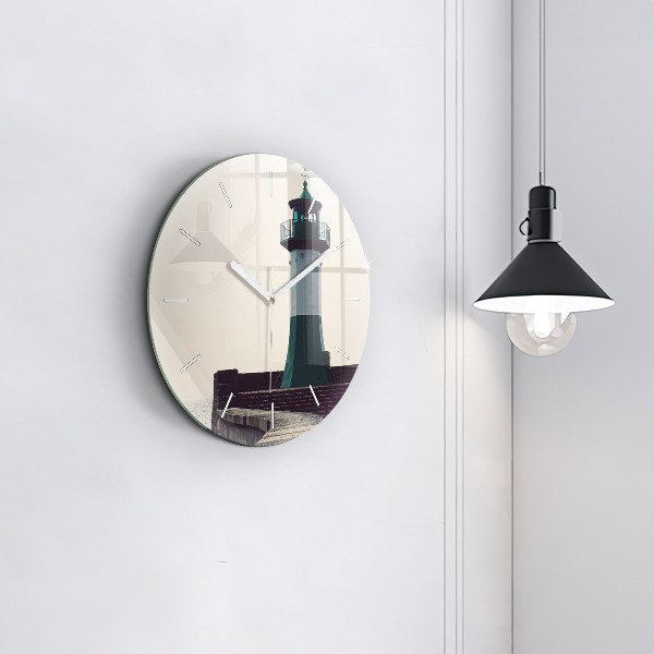 Orologio rotondo in vetro Il faro e il mare