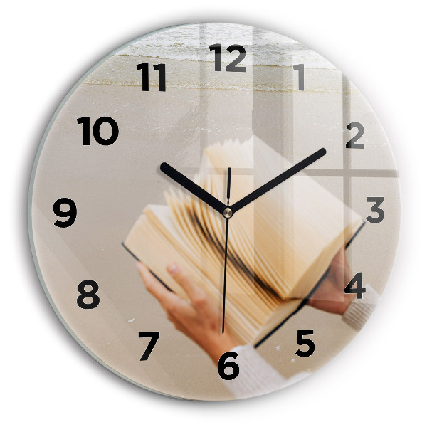 Orologio rotondo in vetro Un momento con un libro