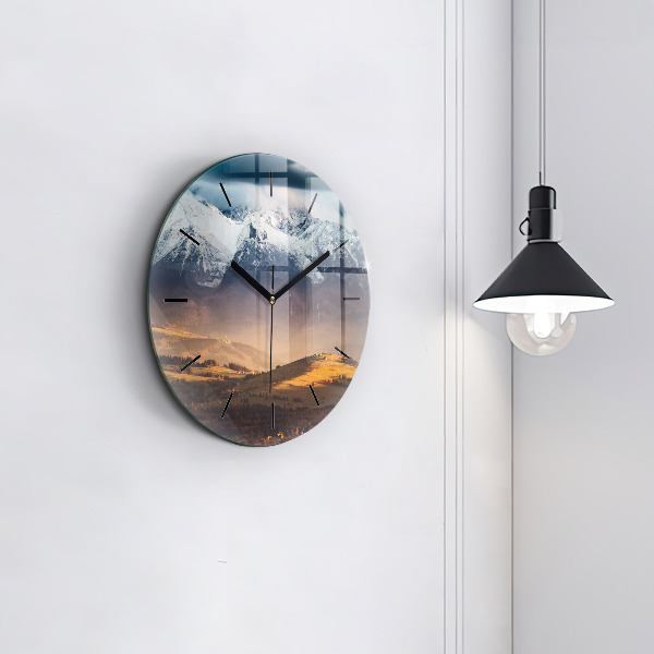 Orologio rotondo in vetro Paesaggio invernale dei Monti Tatra