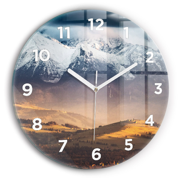 Orologio rotondo in vetro Paesaggio invernale dei Monti Tatra