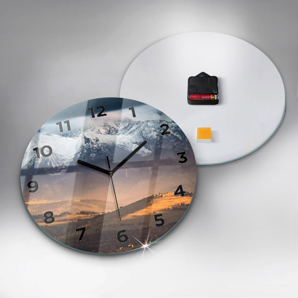 Orologio rotondo in vetro Paesaggio invernale dei Monti Tatra