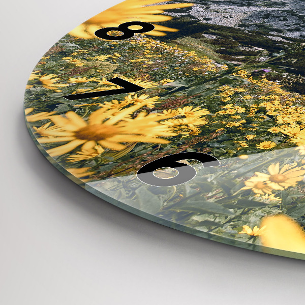 Orologio rotondo in vetro Fiori di prato in montagna