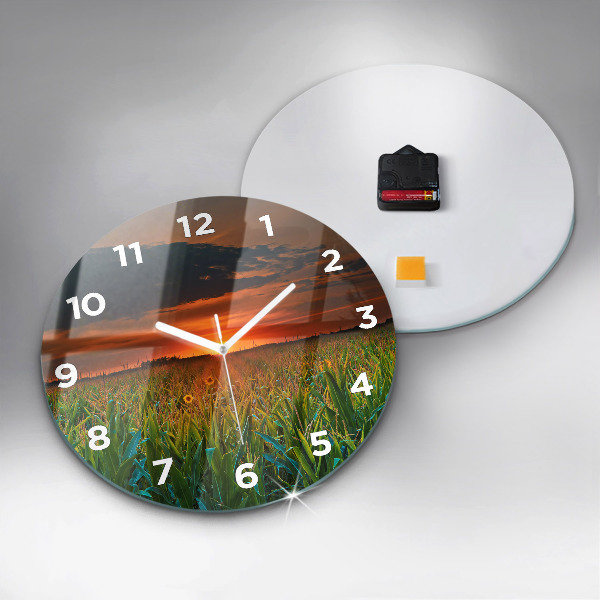 Orologio rotondo in vetro Girasoli nel prato