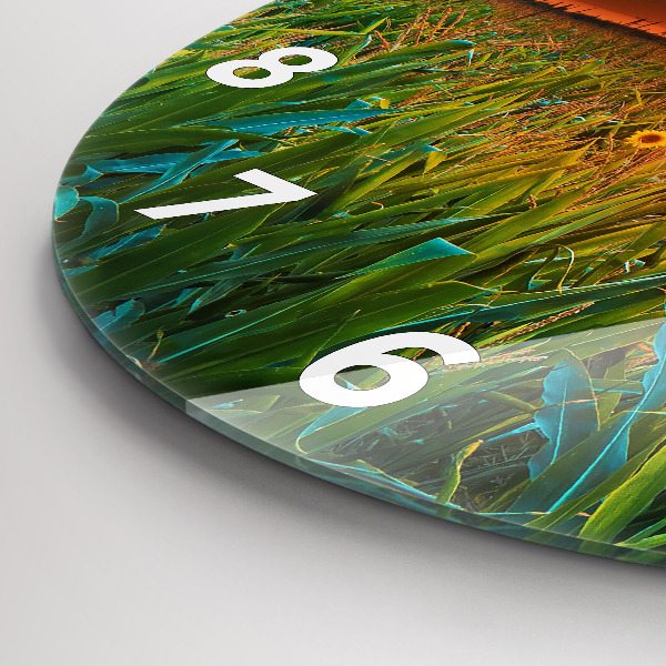 Orologio rotondo in vetro Girasoli nel prato