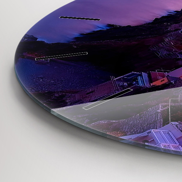 Orologio rotondo in vetro Case vicino al lago