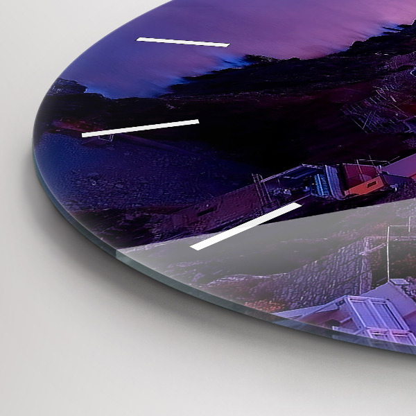 Orologio rotondo in vetro Case vicino al lago