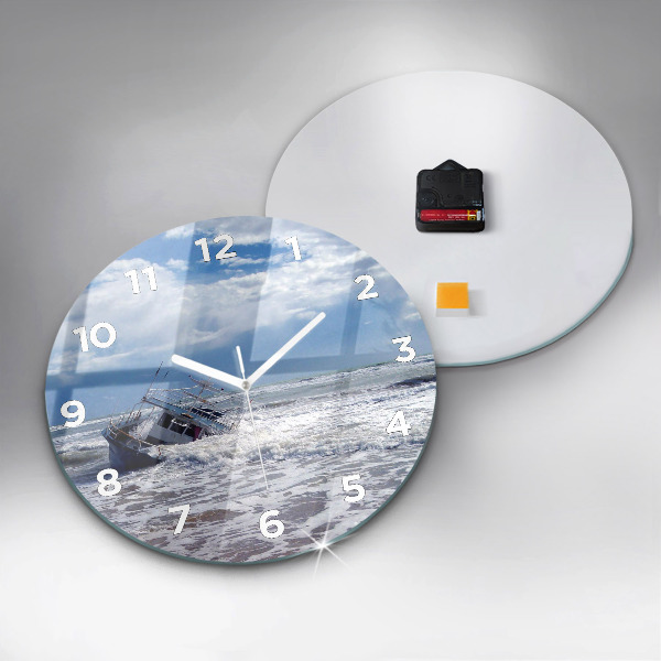 Orologio rotondo in vetro Imbarcazione affondata