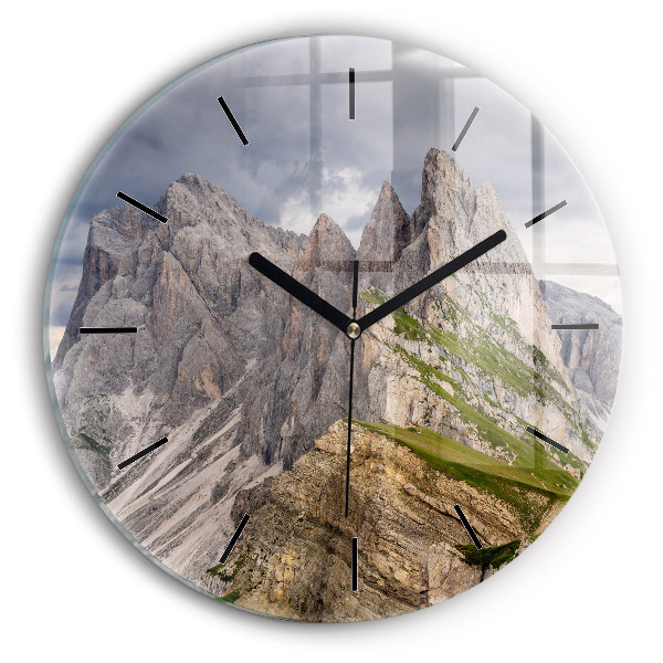 Orologio rotondo in vetro Montagne Rocciose