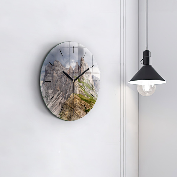Orologio rotondo in vetro Montagne Rocciose