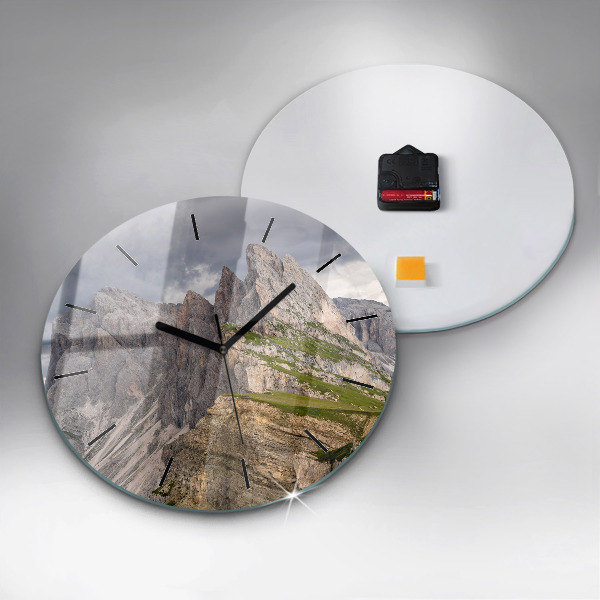 Orologio rotondo in vetro Montagne Rocciose