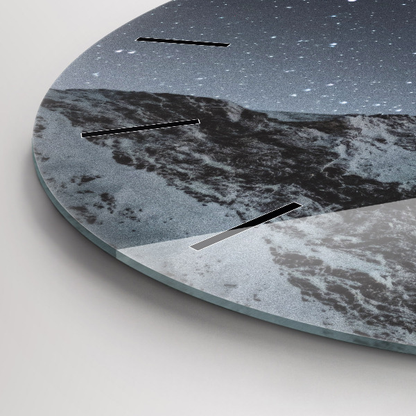 Orologio rotondo in vetro Montagna sotto le stelle
