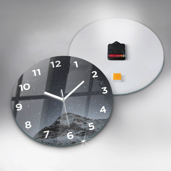 Orologio rotondo in vetro Montagna sotto le stelle