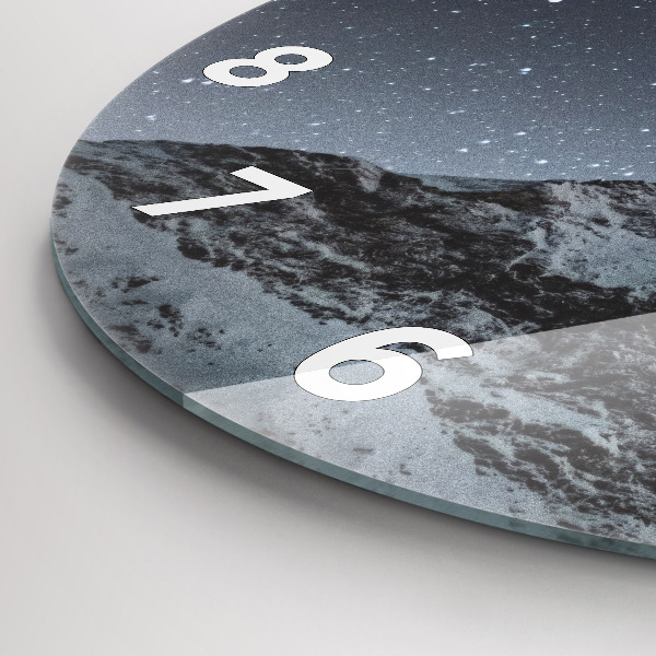 Orologio rotondo in vetro Montagna sotto le stelle