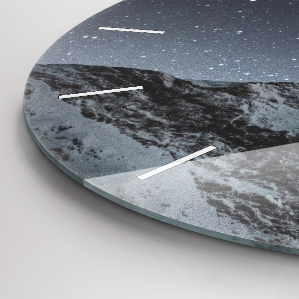Orologio rotondo in vetro Montagna sotto le stelle