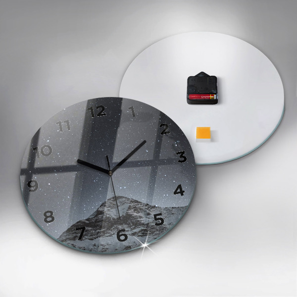 Orologio rotondo in vetro Montagna sotto le stelle
