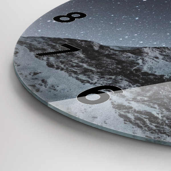 Orologio rotondo in vetro Montagna sotto le stelle
