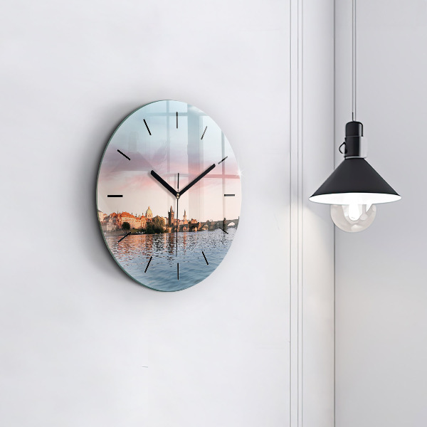 Orologio rotondo in vetro Ponte Carlo a Praga