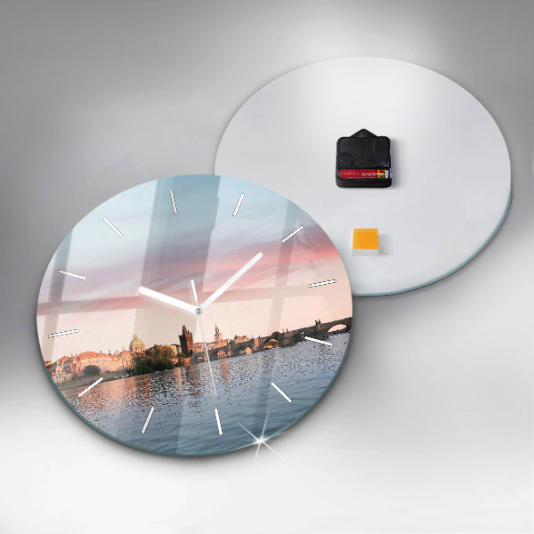 Orologio rotondo in vetro Ponte Carlo a Praga