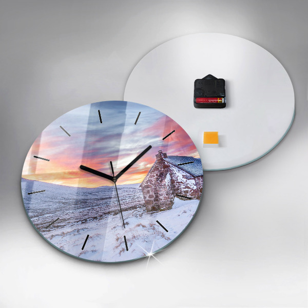 Orologio rotondo in vetro Cottage in montagna