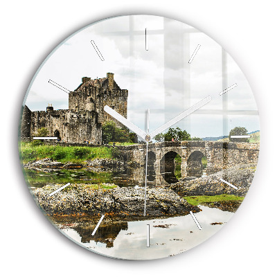 Orologio rotondo in vetro Castello di Eilean Donan Scozia