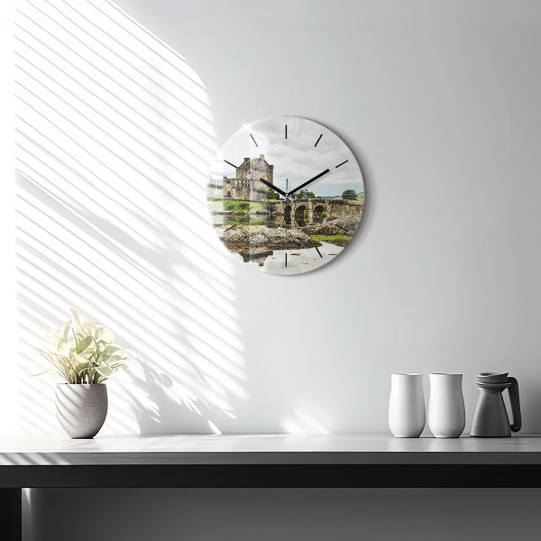 Orologio rotondo in vetro Castello di Eilean Donan Scozia